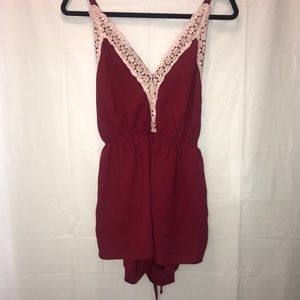 Red romper.